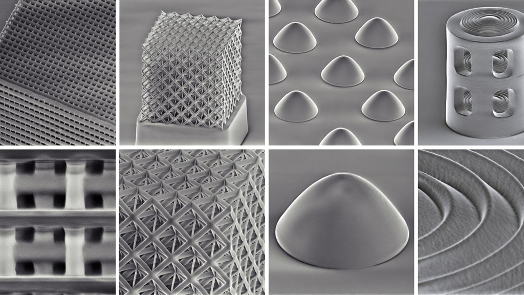 The new low-temperature process enables fabrication of a large variety of nanoscale quartz glass structures. (Figure: Dr. Jens Bauer, KIT)